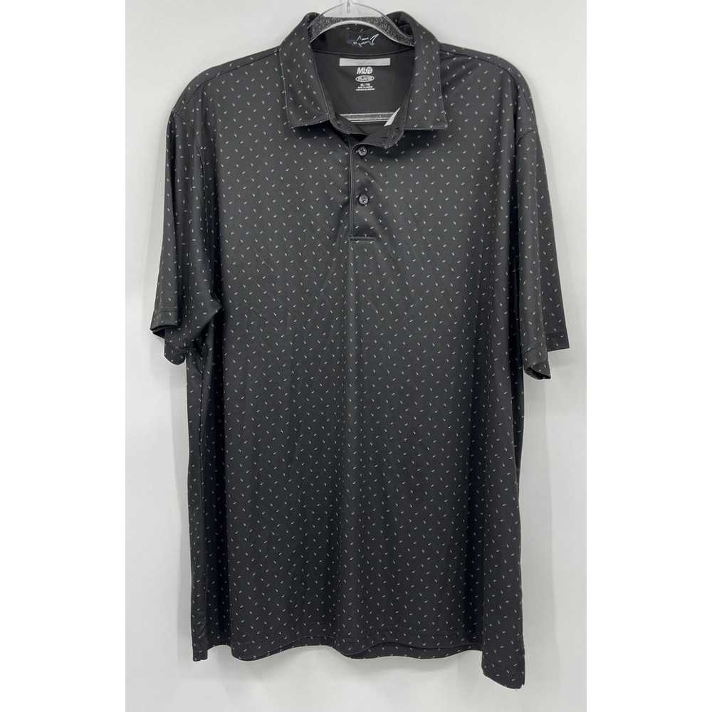 Greg Norman ML75 PlayDry Black Pattern Golf Shirt Polo Shirt Men's Size XL